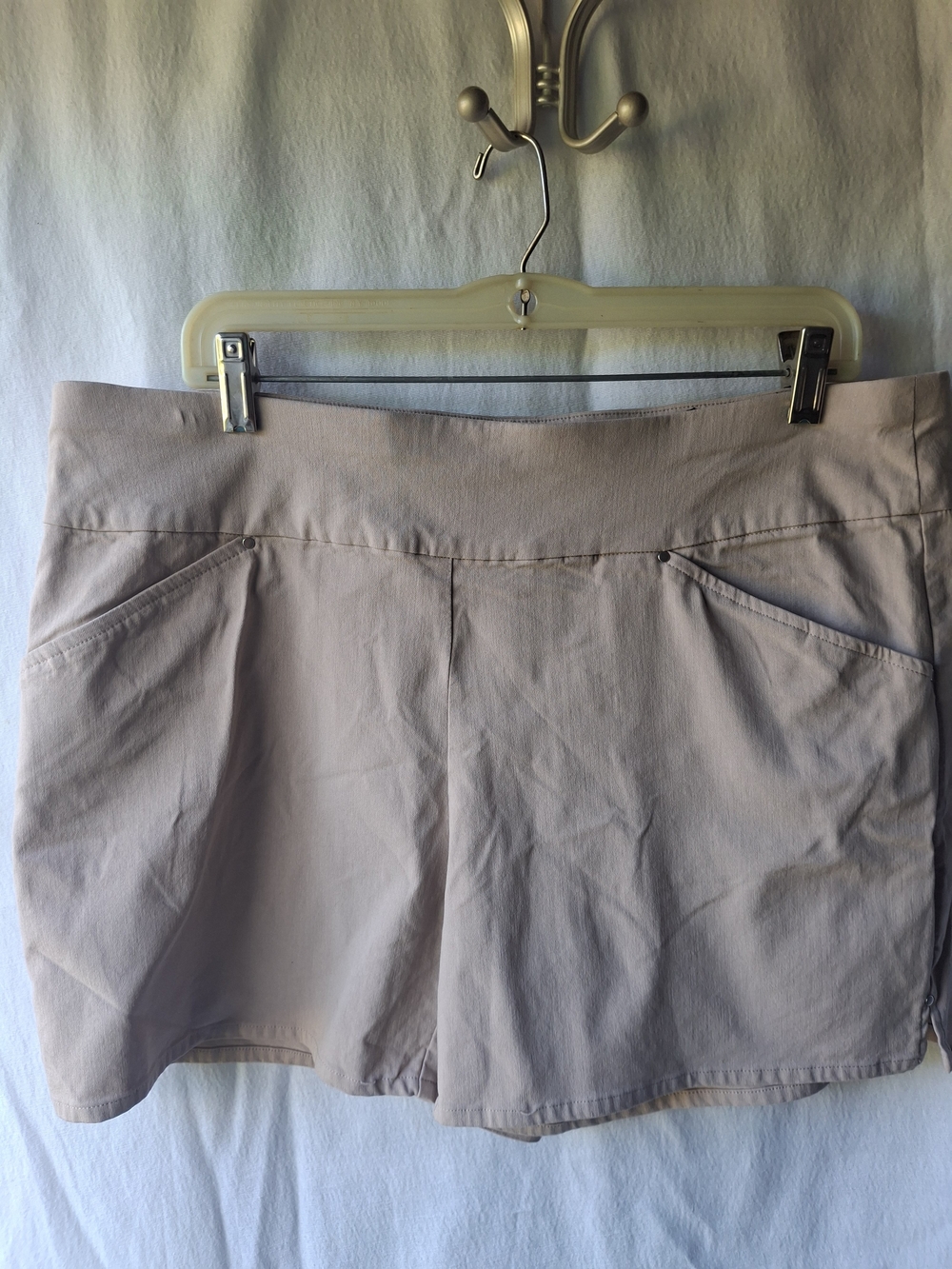 INC International Concepts Beige High-Waist Shorts with Front Pockets